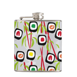 Sushi background hip flask
