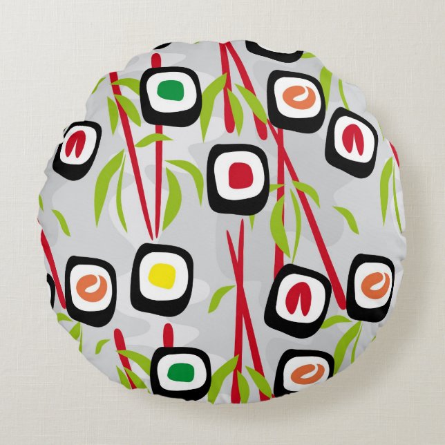 Sushi background round pillow (Front)