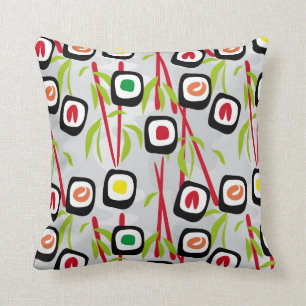 Sushi background throw pillow