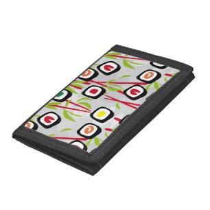 Sushi background trifold wallet