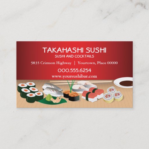 Customizable Sushi Bar Business Card Templates