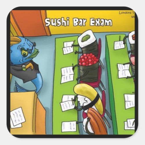 Sushi Bar Exam Tees Mugs Cards Gifts Etc Square Sticker