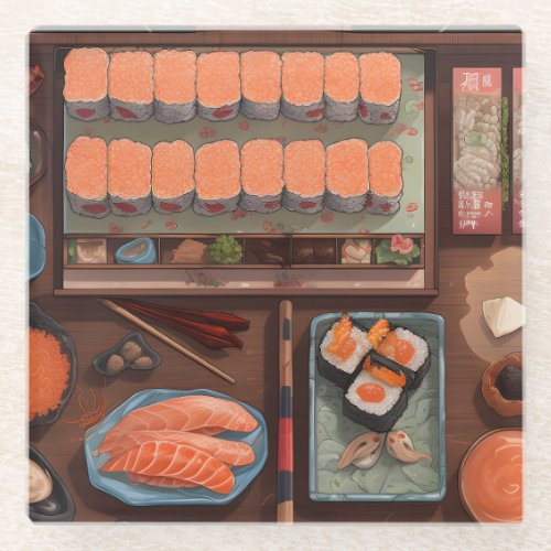 Sushi Bento illustration_ glass coasters
