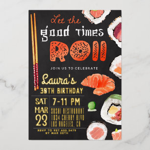 Sushi Birthday Foil Invitation