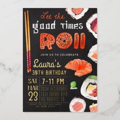 Sushi Birthday Foil Invitation