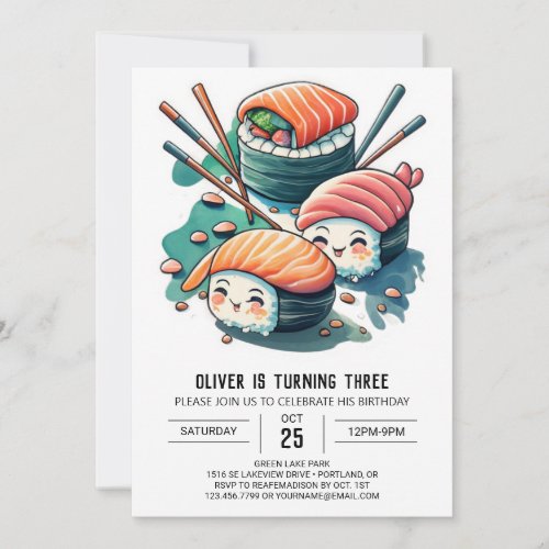 Sushi Birthday Invitation