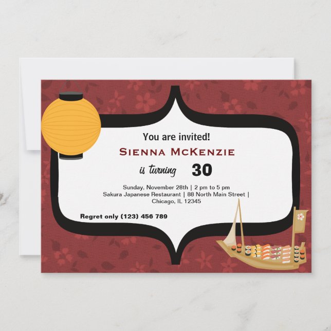 Sushi Birthday Invitation (Front)