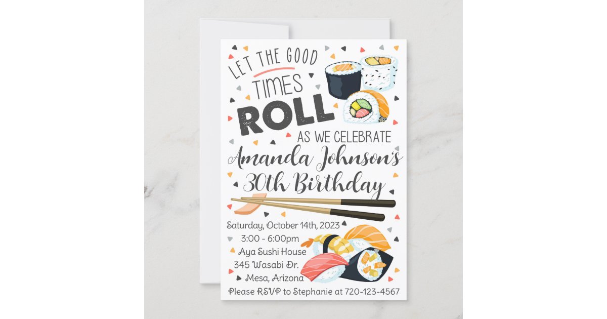 Sushi Birthday Invitation, Sushi Invitation Zazzle