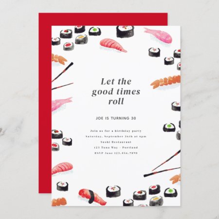 Sushi Birthday Party Invitation