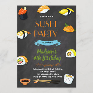 Sushi birthday party invitation