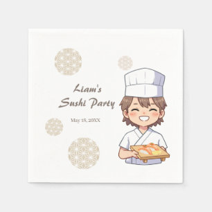 Sushi Birthday Party Invitation with Cute Anime Napkins