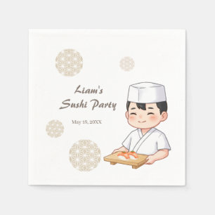 Sushi Birthday Party Invitation with Cute Anime  Napkins