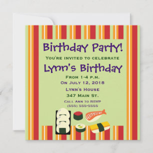 Sushi Birthday Party Invitations