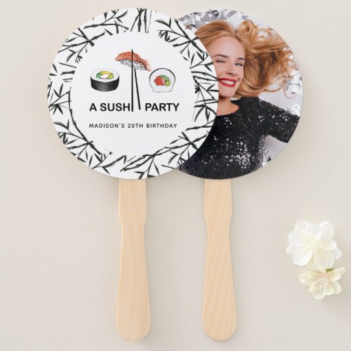 Sushi Birthday Party Modern Personalized Photo Hand Fan