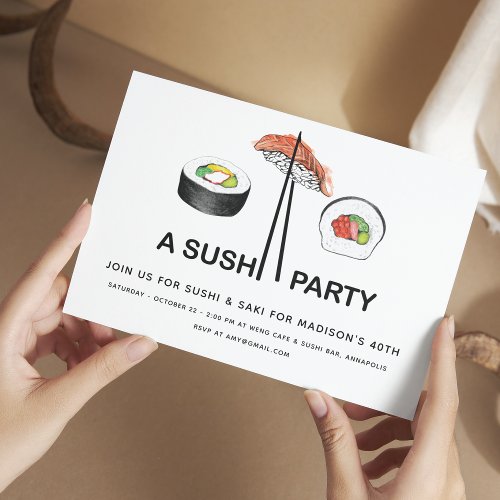 Sushi Birthday Party Modern Simple Elegant Invitation