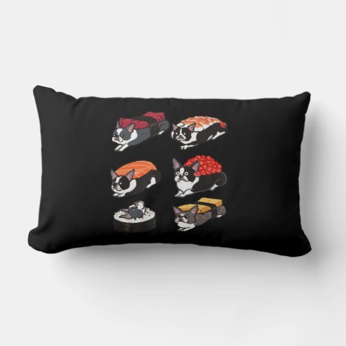 Sushi Boston Terrier Premium Lumbar Pillow