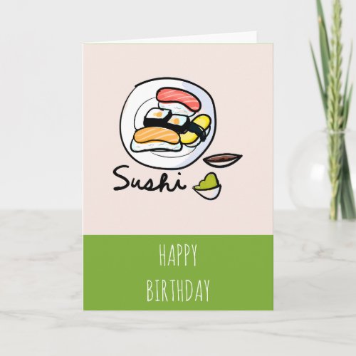 Sushi cartoon cute Japanese art Card