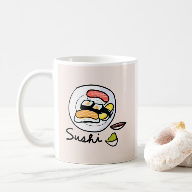Sushi cartoon cute Japanese art Coffee Mug (With Donut)