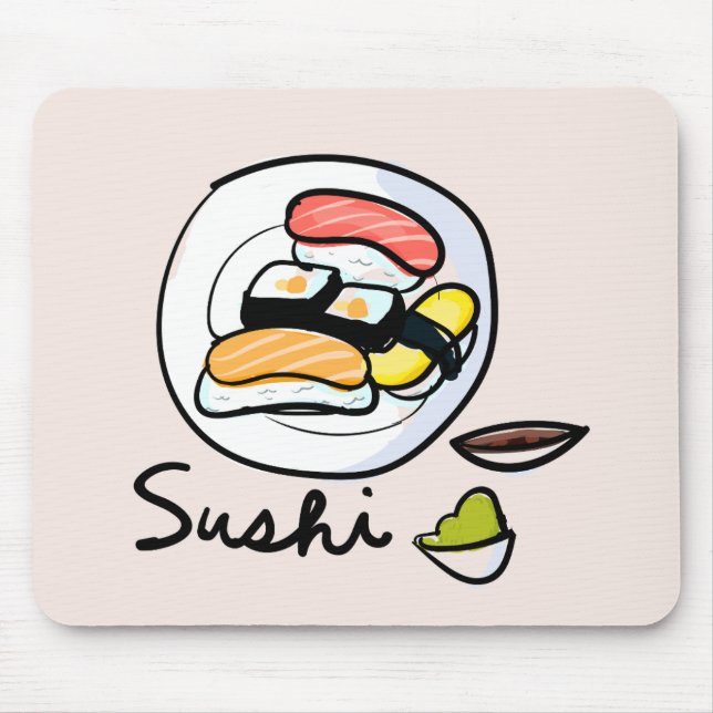 Sushi cartoon cute Japanese art Mouse Pad (Front)