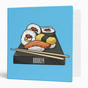 Sushi cartoon illustration  3 ring binder