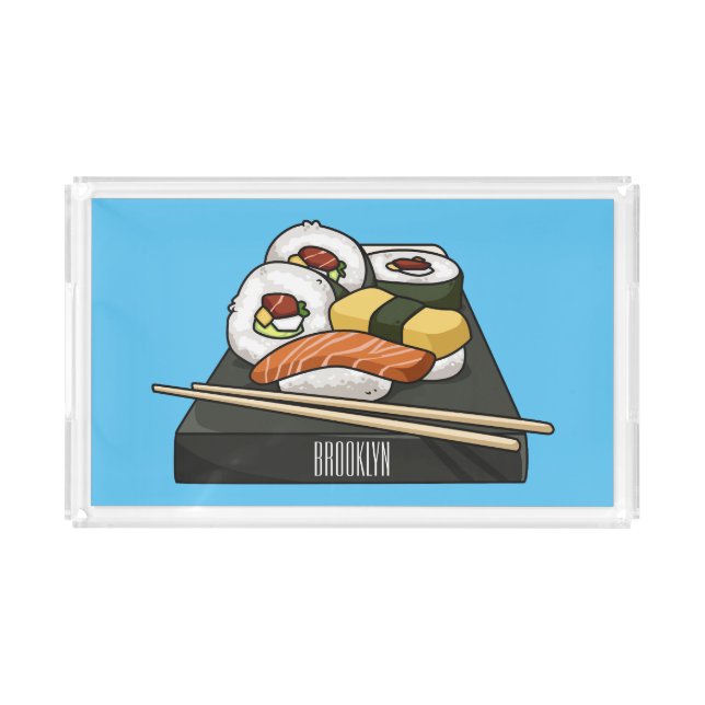 Sushi cartoon illustration  acrylic tray (Front)