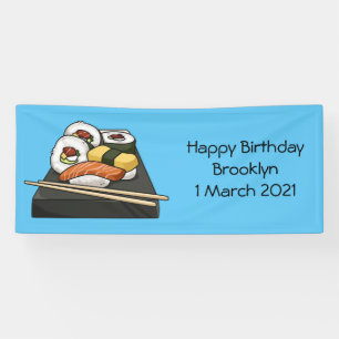 Sushi cartoon illustration banner
