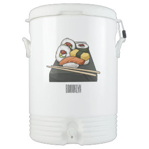 Sushi cartoon illustration beverage cooler