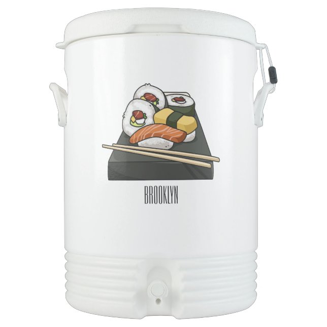 Sushi cartoon illustration beverage cooler (Front)