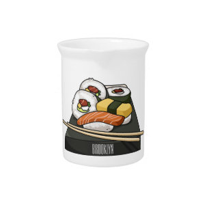 Sushi cartoon illustration beverage pitcher
