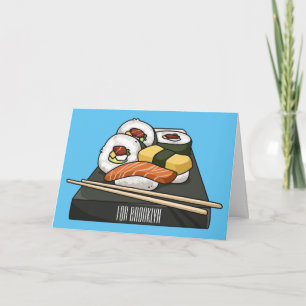 Sushi cartoon illustration  card
