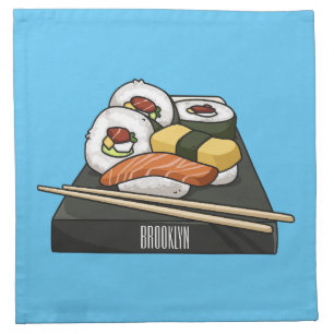 Sushi cartoon illustration  cloth napkin