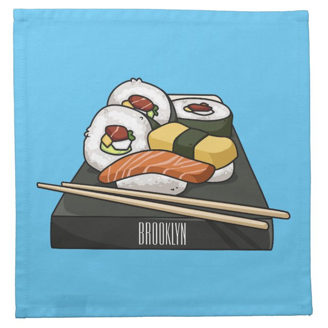 Sushi cartoon illustration  cloth napkin (Front)