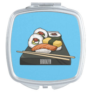 Sushi cartoon illustration  compact mirror