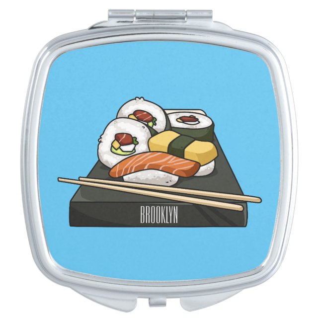 Sushi cartoon illustration  compact mirror (Front)