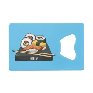 Sushi cartoon illustration  credit card bottle opener