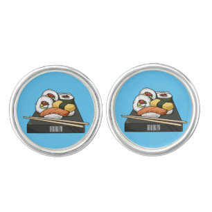 Sushi cartoon illustration  cufflinks