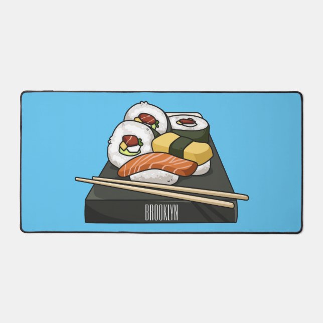Sushi cartoon illustration  desk mat (Front)