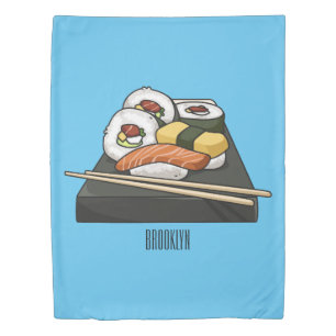 Sushi cartoon illustration duvet cover