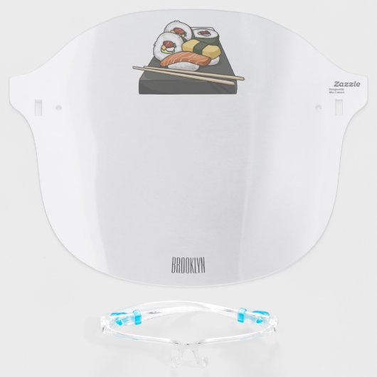 Sushi cartoon illustration face shield (Front w/Glasses)
