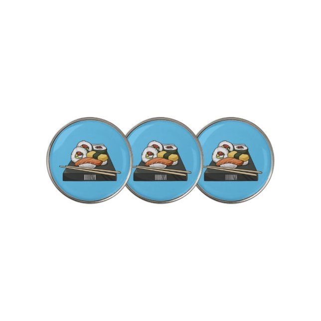 Sushi cartoon illustration  golf ball marker (3 Up)