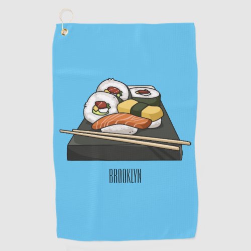 Sushi cartoon illustration  golf towel