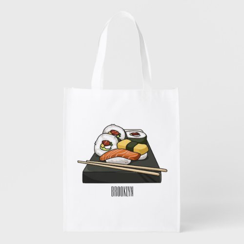 Sushi cartoon illustration  grocery bag