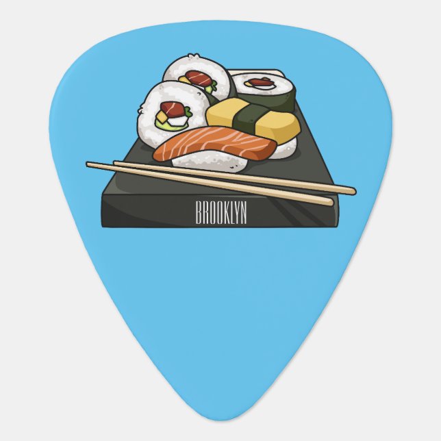 Sushi cartoon illustration  guitar pick (Front)