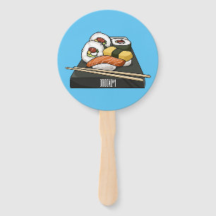 Sushi cartoon illustration  hand fan