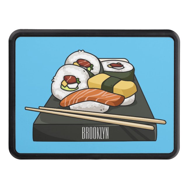 Sushi cartoon illustration  hitch cover (Front)
