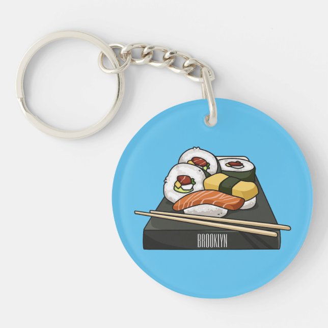 Sushi cartoon illustration  keychain (Front)