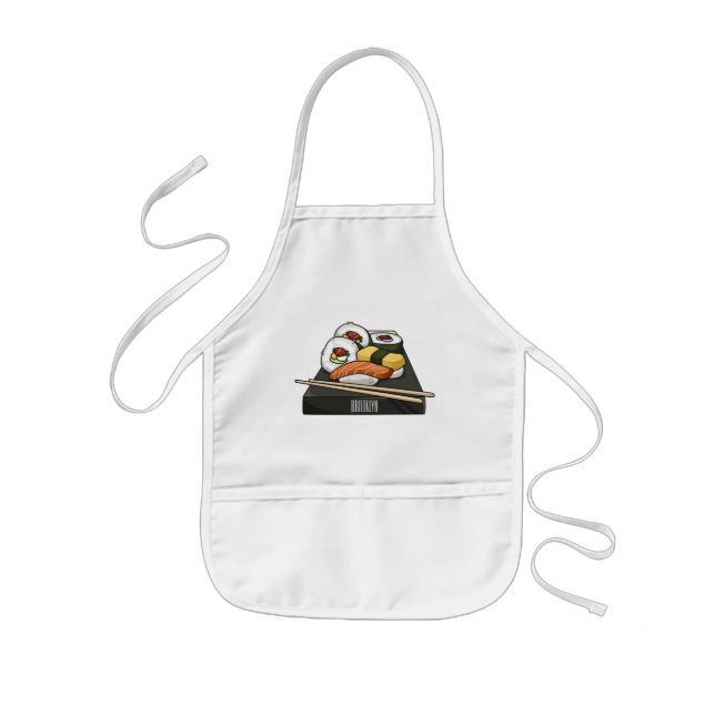Sushi cartoon illustration  kids' apron (Front)