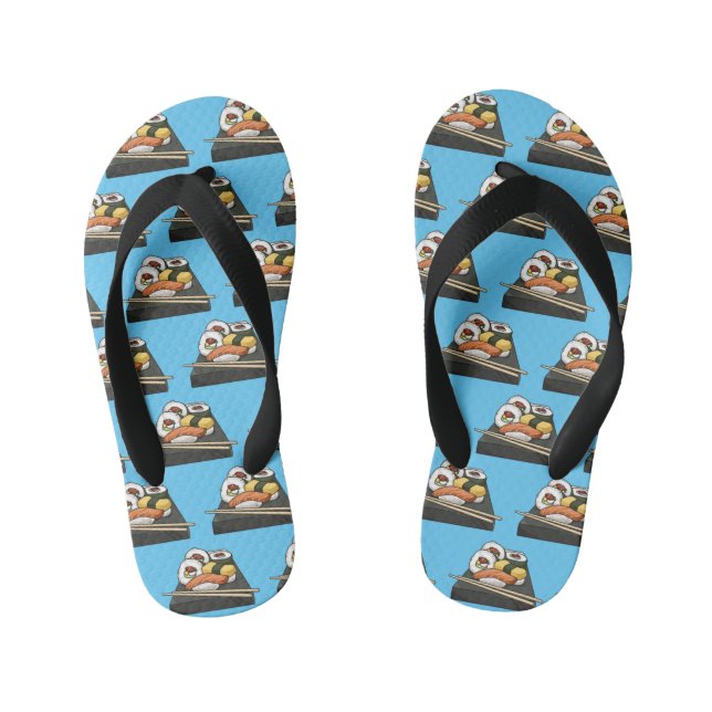 Sushi cartoon illustration  kid's flip flops (Footbed)