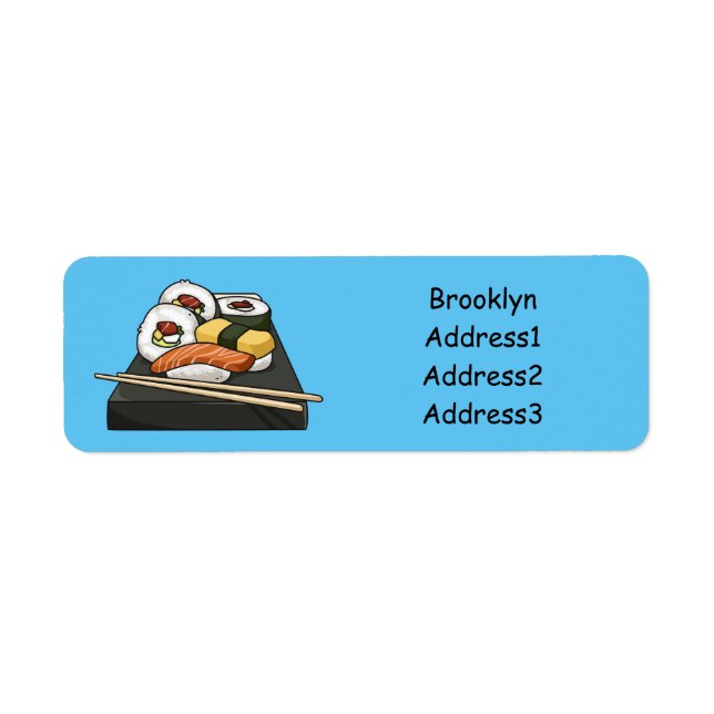 Sushi cartoon illustration label (Front)