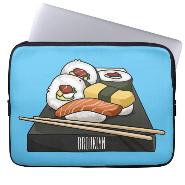 Sushi cartoon illustration  laptop sleeve (Front)